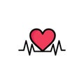 Heartbeat, Love, Heart, Wedding Flat Color Icon. Vector icon banner Template