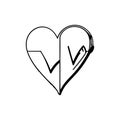 Heartbeat love Icon hand draw black colour world health logo symbol perfect