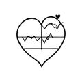 Heartbeat love Icon hand draw black colour world health logo symbol perfect