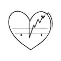Heartbeat love Icon hand draw black colour world health logo symbol perfect