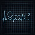 Heartbeat make male,female and heart symbol at lea Royalty Free Stock Photo