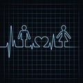 Heartbeat make male,female and heart symbol Royalty Free Stock Photo