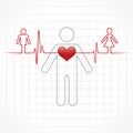 Heartbeat make a male and female symbol Royalty Free Stock Photo