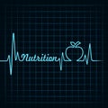 Heartbeat make nutrition word and apple