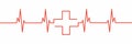 Heartbeat with medical cross. Vector illustration. Heartbeat. Pulse line