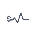 Heartbeat pulse with dollar sign, bussiness finance concept. vector illustration isolated on white background Royalty Free Stock Photo