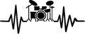 Drummer heartbeat line with drums Royalty Free Stock Photo