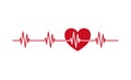 Heartbeat pulse line with heart icon.