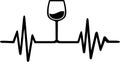 Wine glass heartbeat line Royalty Free Stock Photo