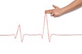 Heartbeat rhythm graph on a white background. Electric cardiogram.