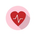 Heartbeat Round Flat Medical Icon Illustration Royalty Free Stock Photo