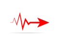 Heartbeat sign with arrow. Vector illustration.