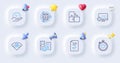 Heartbeat timer, 5g wifi and Credit card line icons. For web app, printing. Vector