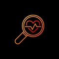 Heartbeat in yellow magnifying glass vector colored icon Royalty Free Stock Photo