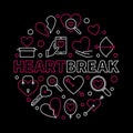Heartbreak vector round creative illustration in thin line style