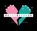 Heartbreaker / T shirt graphics / Textile vector print design