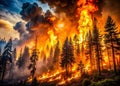 A Heartbreaking Look at the Devastating Impact of Wildfires on a Burning Forest A Documentary Photograph of Ecological Royalty Free Stock Photo