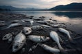 Heartbreaking Photo Of Lifeless Fish Scattered Along The Shore. Generative AI