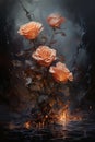 Burning rose flower, Heartbroken