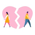 Heartbroken sad young man guy and woman girl couple parting divorce. depression vector Royalty Free Stock Photo