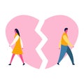 Heartbroken sad young man guy and woman girl couple parting divorce. depression vector