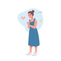 Heartbroken woman flat color vector faceless character