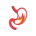 Heartburn flat icon. Fire in stomach. Intestinal disease. Royalty Free Stock Photo