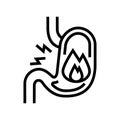 heartburn stomach line icon vector illustration