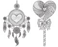 Hearted shape dream catcher and lollipop Royalty Free Stock Photo