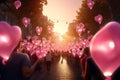 Heartening scenes of cancer awareness walks Royalty Free Stock Photo