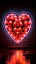 Heartfelt neon nostalgia Retro sign with vibrant hearts against black