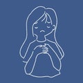 Heartfelt Sorrow Silent Girl Grief Line Art Royalty Free Stock Photo