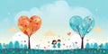 Heartfelt and Vibrant: Kids\' Wallpaper Celebrating Love, Flat Design Royalty Free Stock Photo