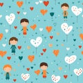 Heartfelt and Vibrant: Kids\' Wallpaper Celebrating Love, Flat Design Royalty Free Stock Photo