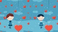 Heartfelt and Vibrant: Kids\' Wallpaper Celebrating Love, Flat Design Royalty Free Stock Photo