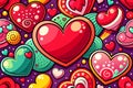 Heartful Love Seamless Pattern Design for Valentine\'s Day Card