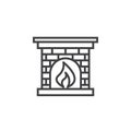 Hearth, Fireplace line icon, outline vector sign, linear pictogram isolated on white. logo illustration