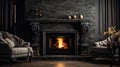 hearth granite fireplace Royalty Free Stock Photo