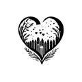 Hearth world Icon hand draw black colour world humanitarian day logo symbol perfect