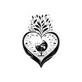 Hearth world Icon hand draw black colour world humanitarian day logo symbol perfect