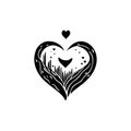 Hearth world Icon hand draw black colour world humanitarian day logo symbol perfect