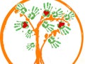 Hearths hands tree as a logo. Royalty Free Stock Photo