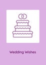 Heartiest wedding congratulations postcard with linear glyph icon