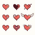 Set of hearts illustration