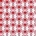 Valentine pattern with red hearts on white and pink background. Decorative wallpaper for print on fabric or paper Royalty Free Stock Photo