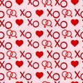 Valentine pattern with red hearts on white and pink background. Decorative wallpaper for print on fabric or paper Royalty Free Stock Photo