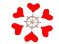 Hearts around rudder Royalty Free Stock Photo