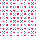 Hearts and arrows on white background seamless pattern