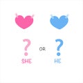 Hearts baby girl and baby boy, Baby gender reveal. Pink and blue baby foot prints Royalty Free Stock Photo