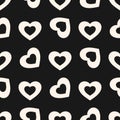 Hearts background. Vector black and white seamless pattern. Hearts pattern. Royalty Free Stock Photo